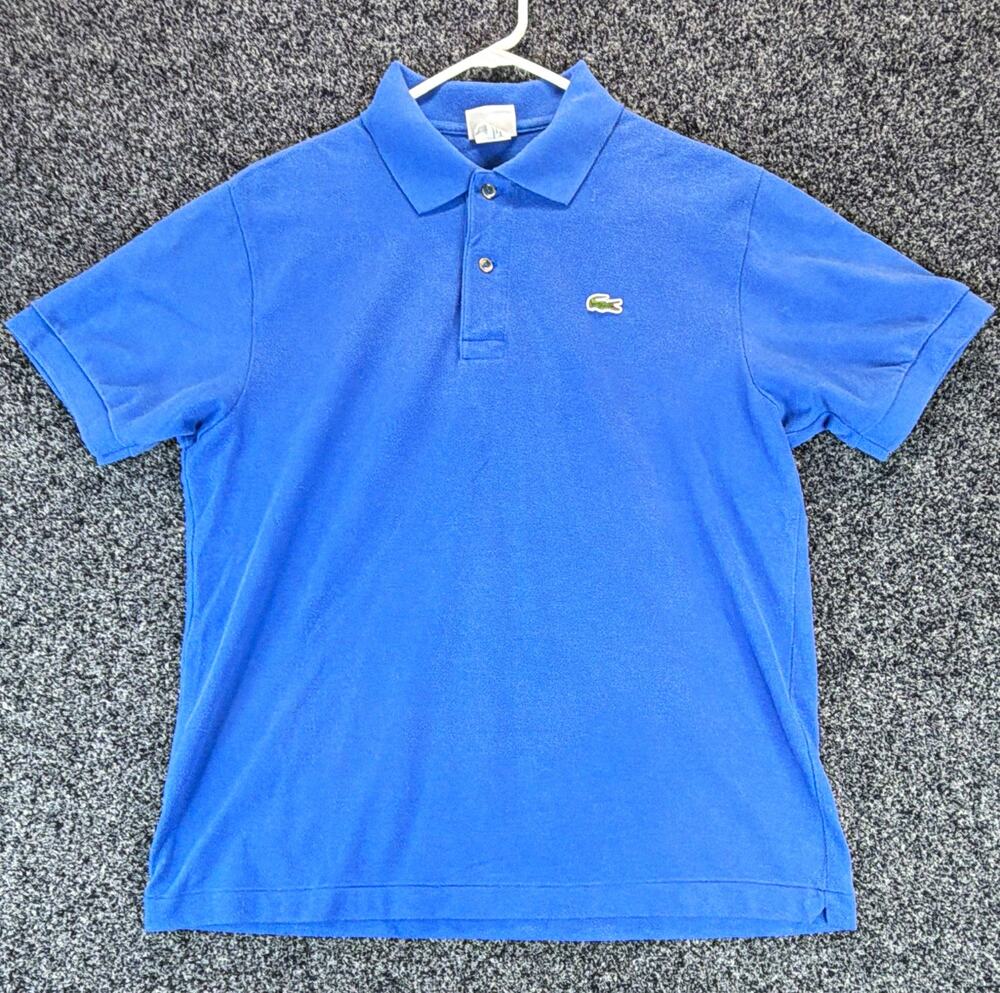 Lacoste Polo Shirt Men's L Blue Short Sleeve Collared Solid Logo Button Knit